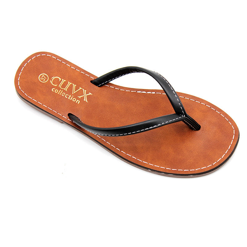 Foreign trade wholesale flat-bottomed flip-flops women's fashion toe cool slippers versatile non-slip craft shoes slippers