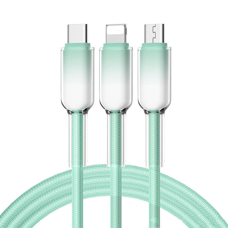 ice crystal 65w charging cable, compatible with huawei, apple, and huawei type-c devices. suitable for charging laptops and mobile phones
