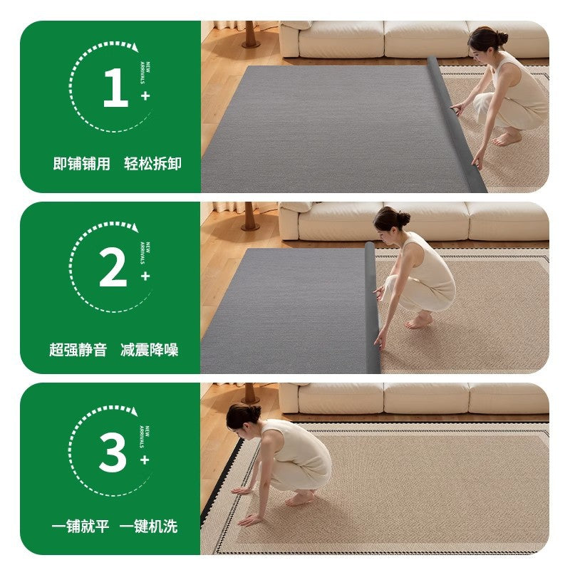 Removable and washable carpet living room medieval style bedroom full floor large area retro style double layer machine washable home carpet