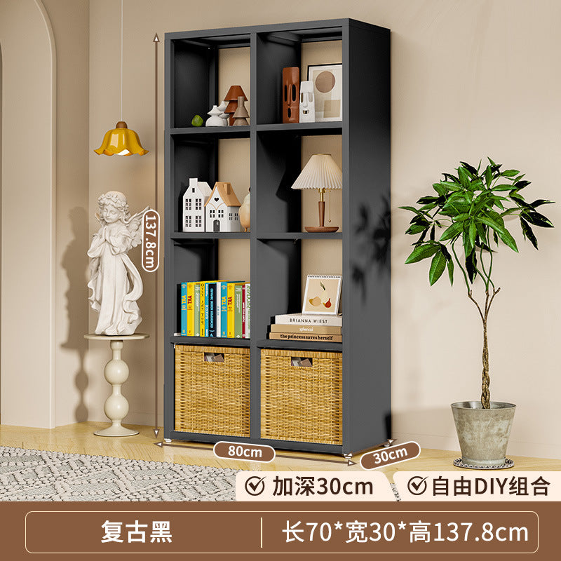 Steel grid cabinet - freestanding modular bookshelf for home living room, kids' storage, picture book organizer, and low cabinet