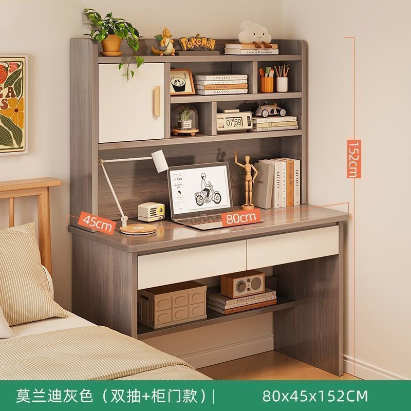 Nordic student desk with bookshelf - all-in-one home bedroom desktop computer desk - assembled study table for elementary school students - writing desk