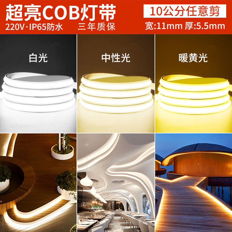 Labaota cob led strip lights - linear lighting for indoor living rooms, 220v outdoor courtyards, waterproof led flexible strips for home use