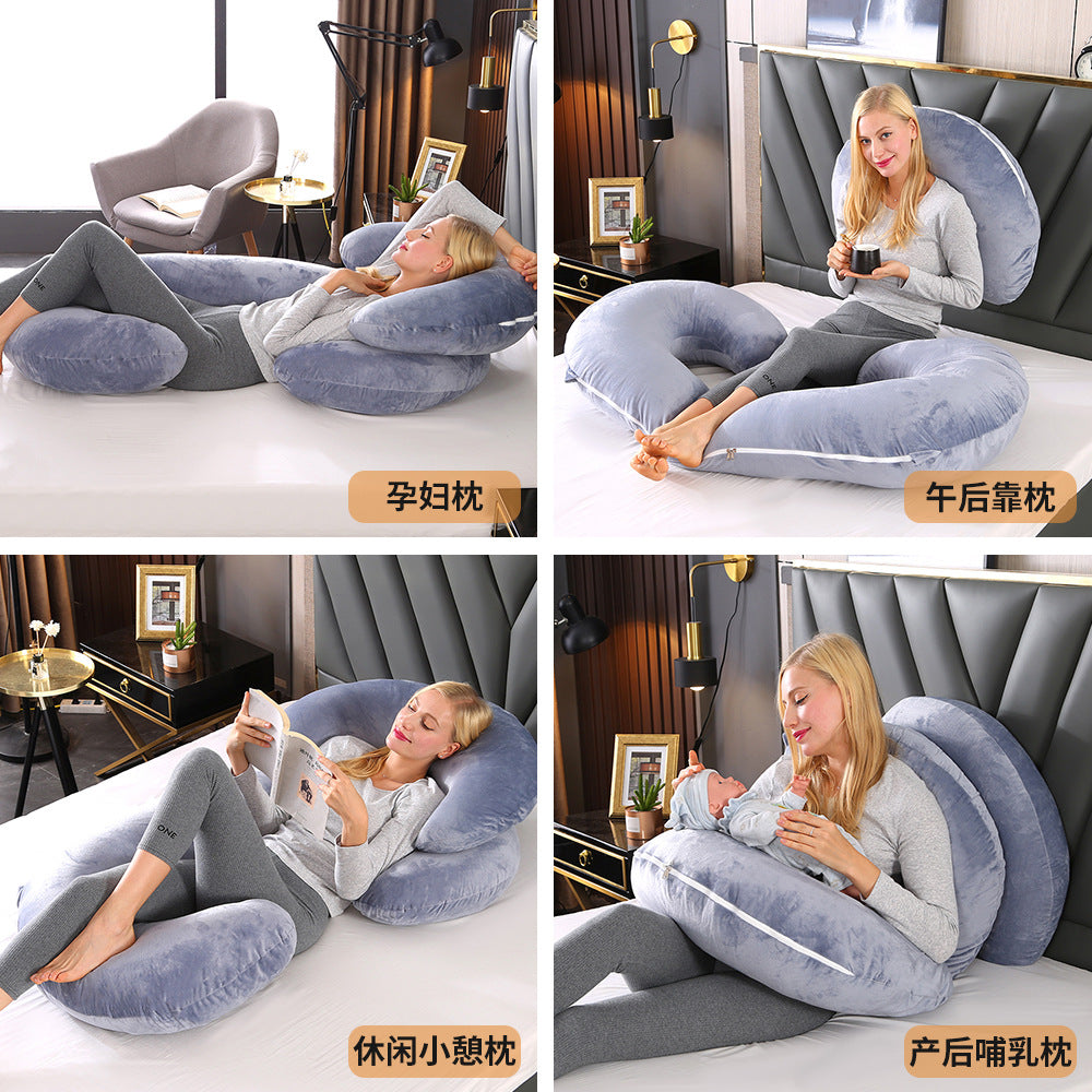 Maternity belly support & lumbar pillow - u-shaped pregnancy pillow for side sleepers - summer pregnancy pillow with baby wedge - removable & washable