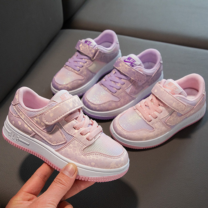 Spring children's sports board shoes new Korean version of girls mesh single shoes soft sole low-top primary school students casual shoes tide