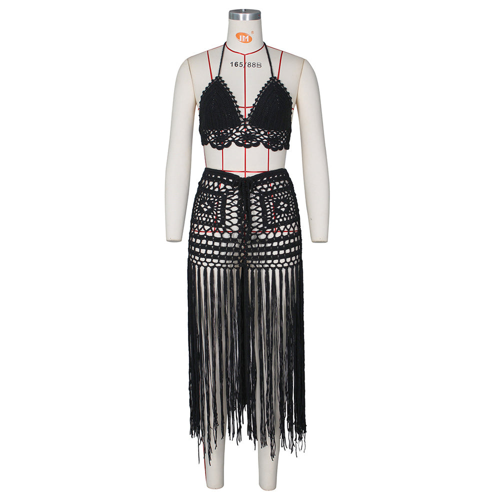 new arrival: hot-selling hand-crocheted sheer beach dress fashion set for women - perfect for  &