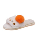 2024 european and american export fox fur slippers women's winter outdoor wear real fur one-strap slides fur warm slippers for women