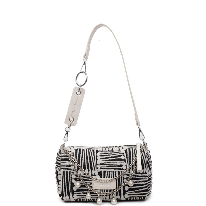 Cross-border canvas bag women's summer versatile 2025 new fashion niche chain shoulder messenger bag casual pillow bag