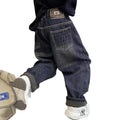 Boys' jeans spring collection - spring/autumn style  new arrival - mid-to-large size children's korean style fleece-lined thickened trousers