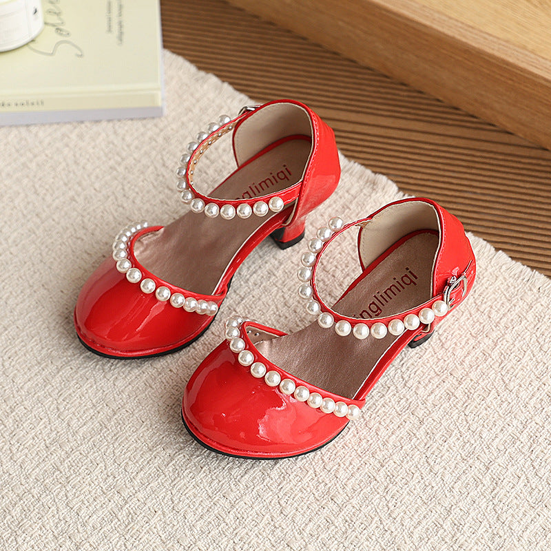 Vancahao girls' leather shoes  new children's hostess leather shoes girls' performance catwalk princess shoes