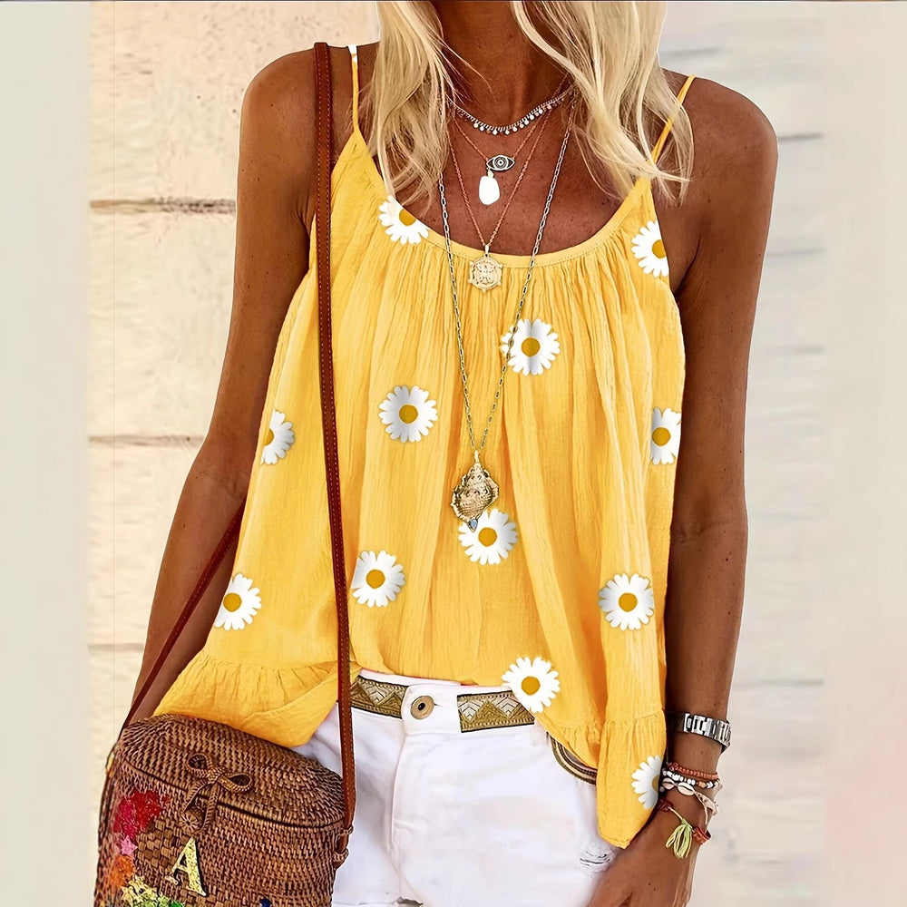 summernew arrivaldaisy floral camisole looseslimming lookins styletops inner wear vacationcasual women's style