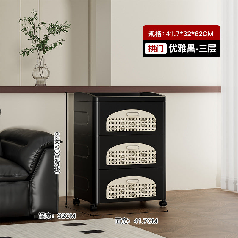 Household trolley foldable storage rack multi-functional finishing box living room bedroom dustproof thickened snack storage cabinet