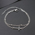 exquisite fashion stainless steel cut out cross double chain bracelet fashioncasualeleganteasiest for match bracelet
