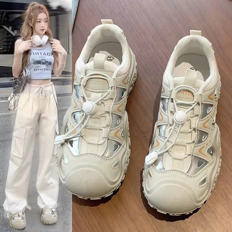 Chunky platform sneakers - 2026 summer new arrival: breathable, hollow-out, versatile, soft sole, mesh casual shoes - dad shoes