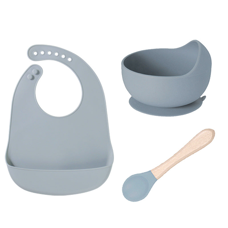 Dongguan Greene Factory Baby Silicone Bib Does Not Contain Bisphenol A Baby Saliva Pocket Children's Tableware Feeding Set