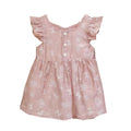 New girls' lace-trimmed round neck flutter sleeve summer floral print smocked waist a-line sweet princess dress romper