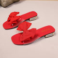 Square toe new arrival sandals and slippers for women with cross bows and metal buckles on thick heels and low export overseas wholesale