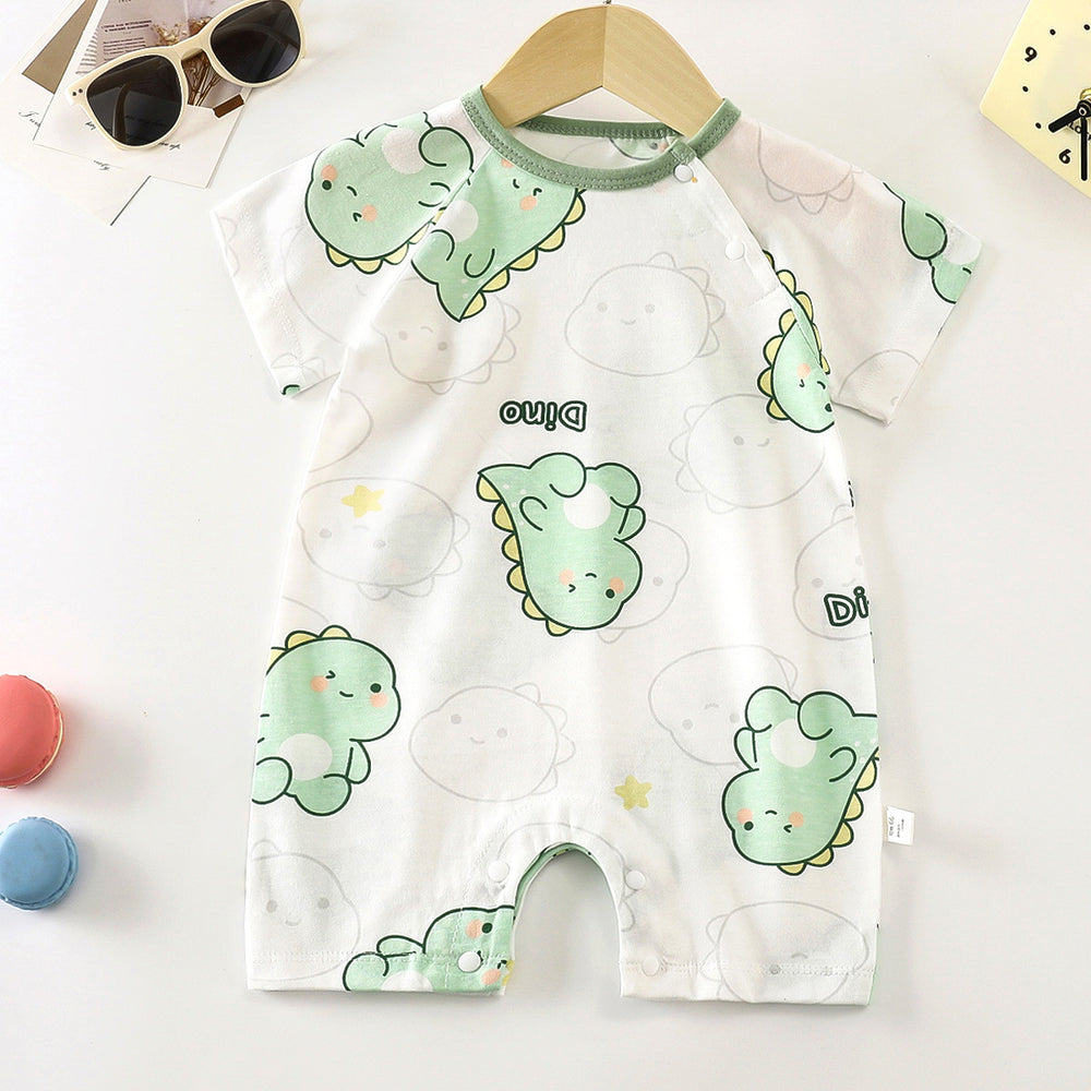 Baby clothes summer thin pure cotton air-conditioning clothes pajamas newborn baby short-sleeved onesie baby outing khaki crawling
