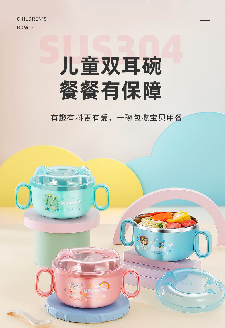 Baby food bowl - anti-drop, anti-scald, 304 stainless steel feeding bowl for infants and toddlers - perfect for on-the-go meals