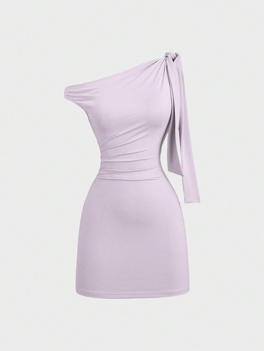 European and american style hot girl cross-border new solid color one-shoulder sleeveless patchwork tie-up bodycon mini dress for women