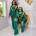 supply mesh long-sleeved suit outwearmatching short suspender flared pants suitsequin large flower beading clear