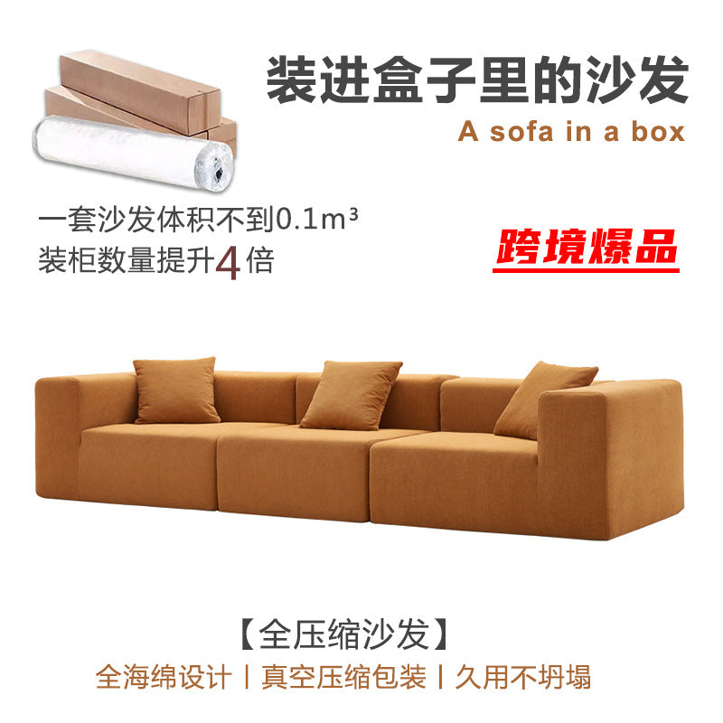 fully compressed sofa compression sofa corduroy fabric sofa for home living room straight row sofa