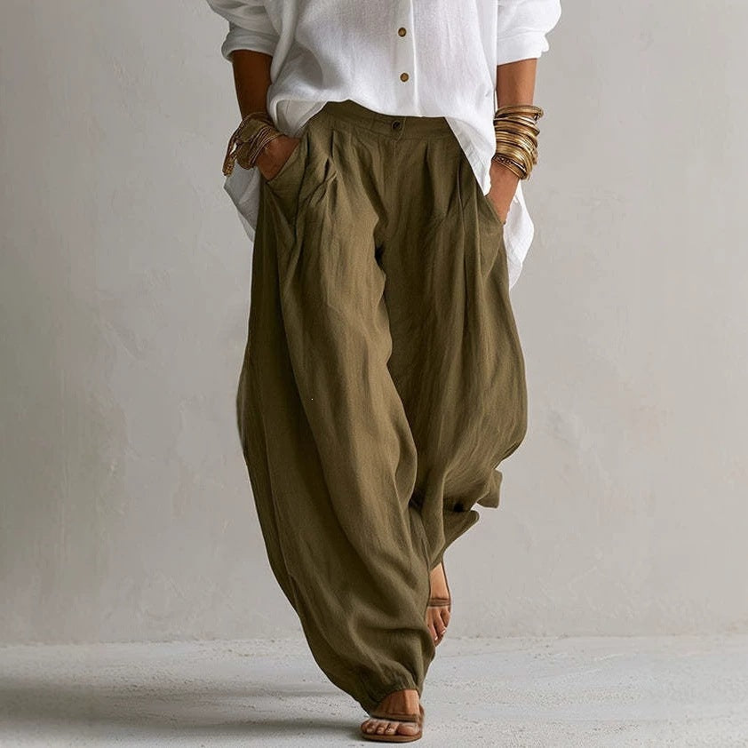 european and american cross-border women's fashion  spring/autumn collection: relaxed fit, high-end, effortless style long-sleeve top and pants two-piece set