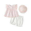 Ready-to-ship  summer new arrivals: japanese-style cartoon cute girls' polka dot three-piece outfit - little girl's clothing