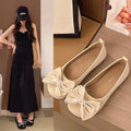 Plus sizenew arrival evening breeze pearl bows soft bottom beanie shoes women's fashion toe cap flats flats soft bottom slip-on