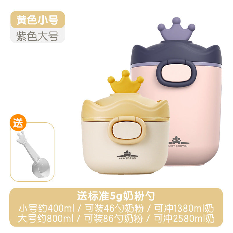 Baby crown milk powder box portable outing food rice noodles box sealed moisture-proof repackaged milk powder grid storage tank