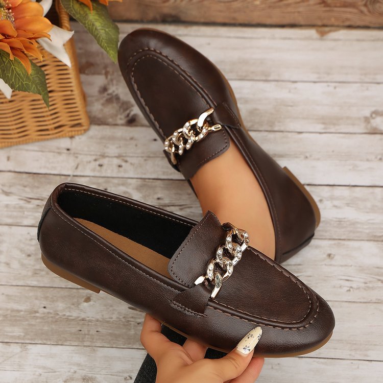 Plus sizecasual loafers for women springnew arrival soft bottom metal exportflatsflats lazy bean shoes