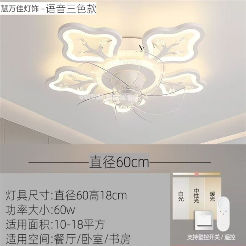 New master bedroom fan light with oscillating fan, restaurant fan light, smart voice-controlled bedroom ceiling fan light