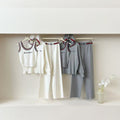 new knitted women's set: hooded embroidered casual top + loose, slimming wide-leg pants - 3 piece set