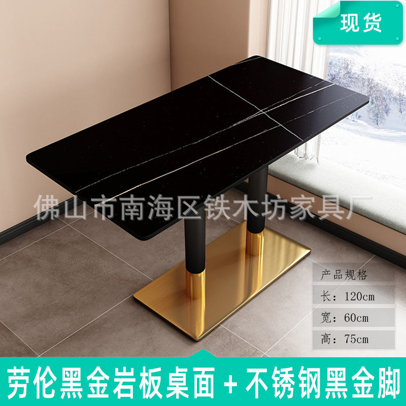 Customized commercial slate dining table simple table bar milk tea fast food restaurant canteen rectangular table apartment negotiation table and chairs