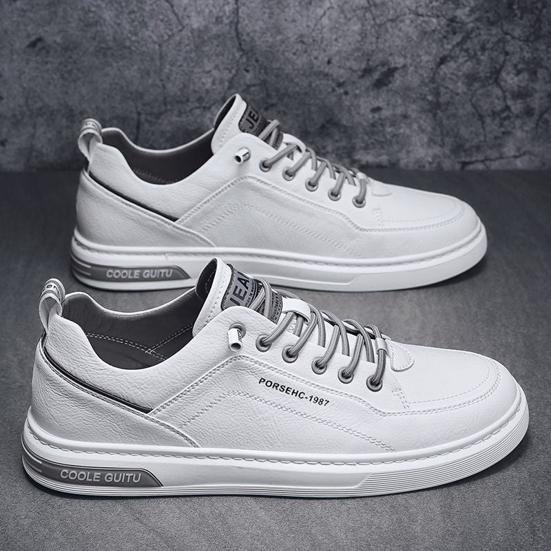 Men's casual leather shoes - spring/autumn 2025 new collection - men's white flat shoes - versatile winter sports white shoes for teens