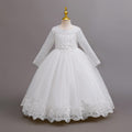 New in stock long sleeveslacekids dress wedding dress princess dress female flower girl birthday dress kids dress