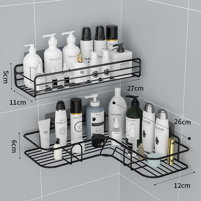 Wall-mounted bathroom shelf - no drilling required - rectangular organizer for vanity, sink, and toilet