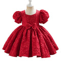 Girls' formal dress - court style mini dress - toddler puff sleeve bow dress - princess dress - cute performance costume
