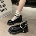 2025 new round-toe mary janes chunky heel sweet princess flats