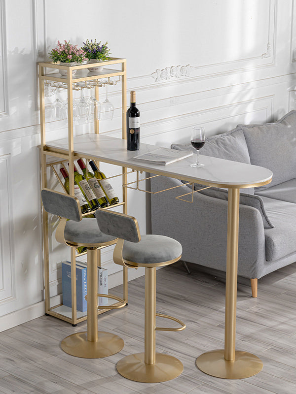 Nordic light luxury rock slab home bar table living room partition cabinet wine rack integrated small apartment against the wall high table and chairs