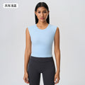 Summer sleeveless yoga tank top for women with built-in bra pads, premium hollow-out back design, fitness sports vest d25060