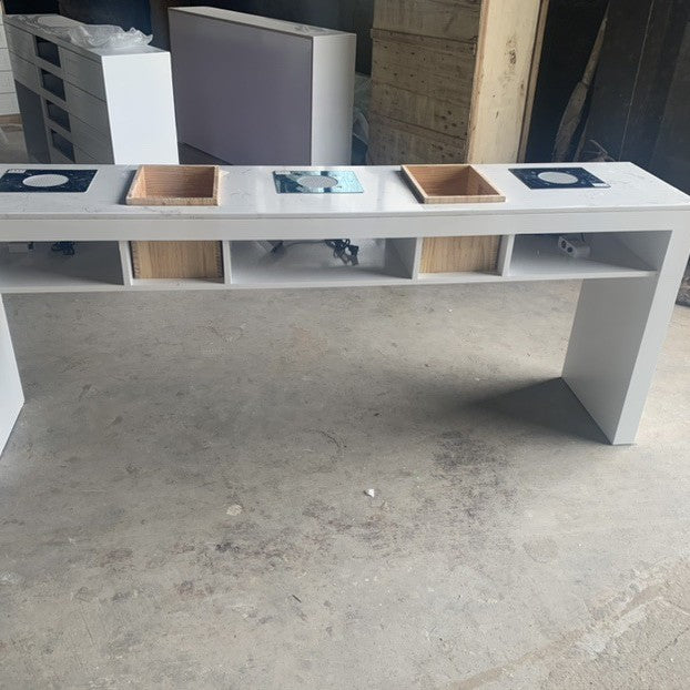 Japanese manicure table Double three-person manicure shop decoration with groove storage box Vacuum cleaner Nail table log