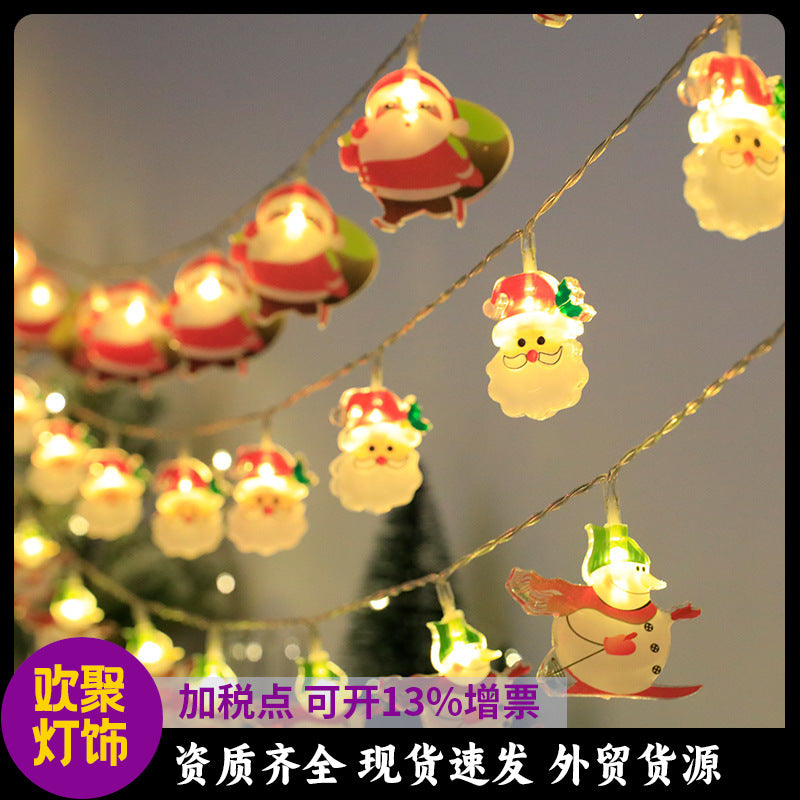 Cross-border LED Santa Claus Sleigh Snowman Christmas Tree Decoration Lights String Party Arrangement Holiday Flashing Lights Gift Lights