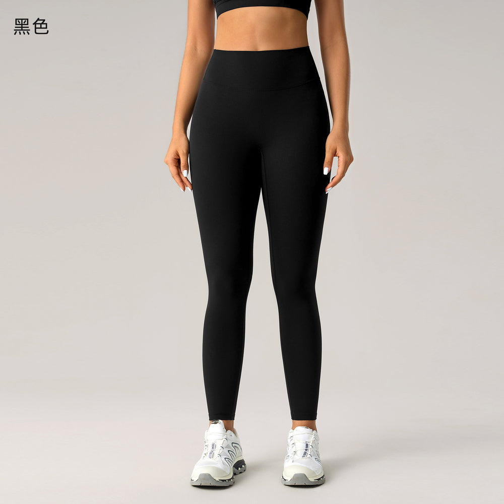 Fashion cross-border nude long sleeves yoga fitness suit women's back sports intimateshigh waist hip lifting tight nine-point pants