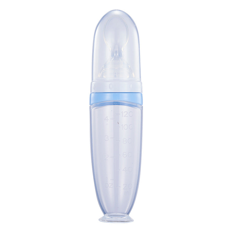 English card baby rice paste bottle 120ml extrusion feeding spoon full silicone suction cup rice paste spoon complementary food feeding