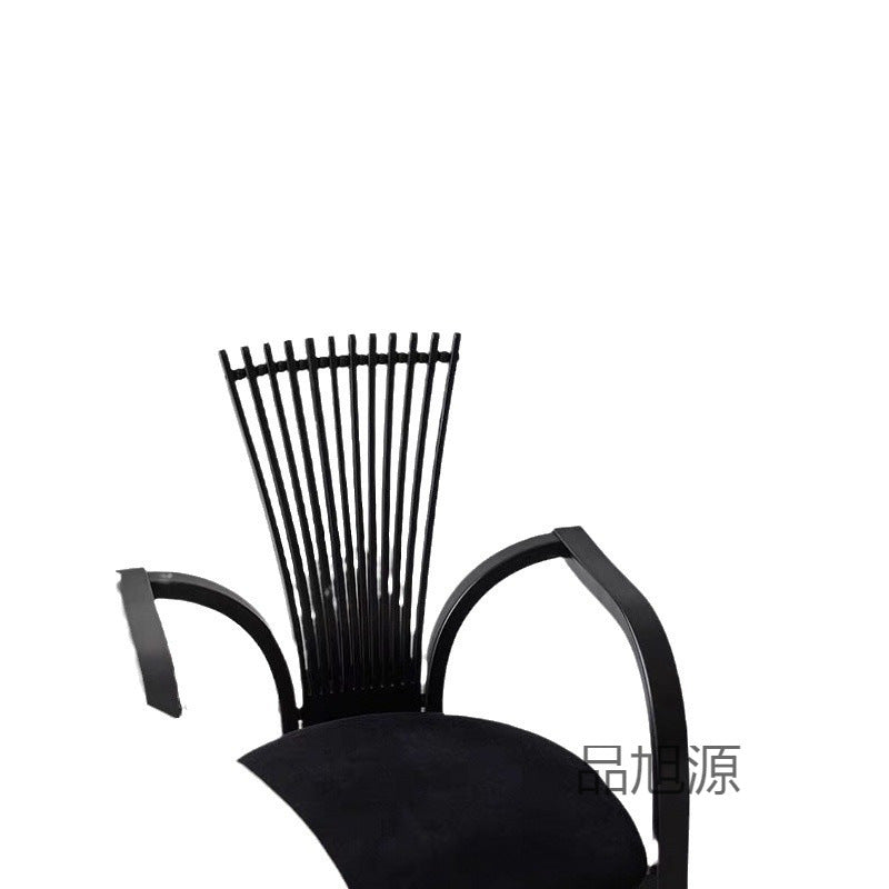 Casual medieval dining chair household solid wood soft bag back chair designer fan chair light luxury creative fashion chair