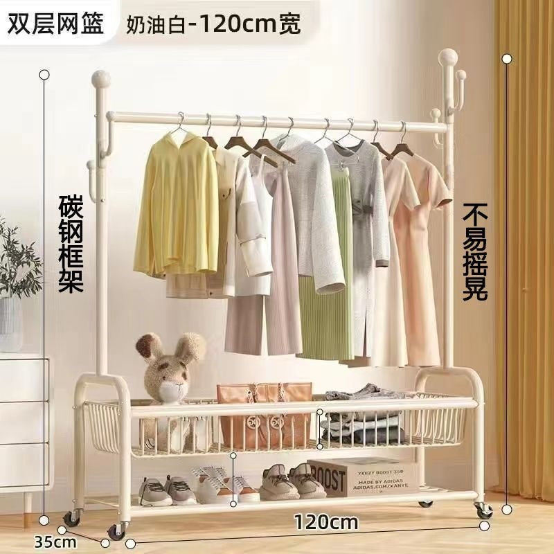 Scandinavian simple clothes drying rack indoor bedroom thickenedmovable floor-standing clothes rack clothes rack floor-standing