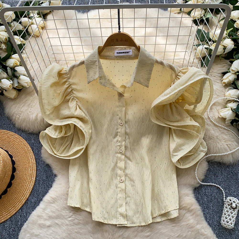 Korean style puff sleeve breathable & skin-friendly blouse - women's  spring collection: relaxed fit, designer touch, versatile & chic workwear top