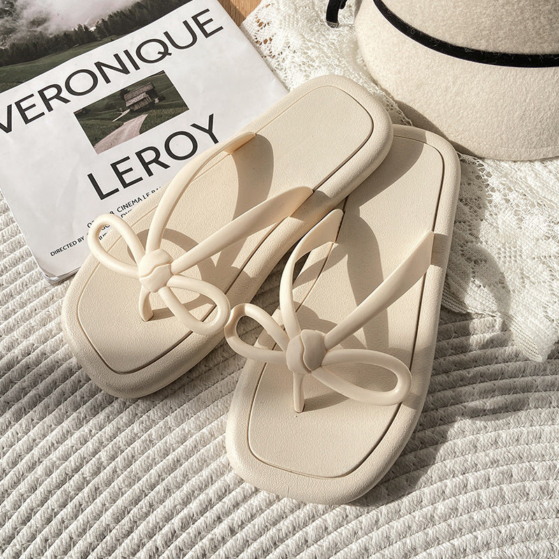 Student outwear fairy style bows flip flops non-slip women's summer non-slip beach vacation beach flip flops women
