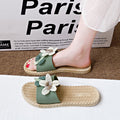 New summer fairy style color block floral slides - women's beach sandals, fashionable outdoor wear, flat, non-slip