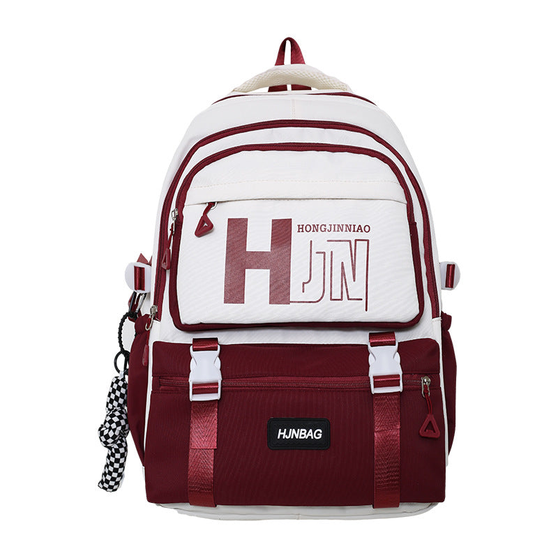 New backpack, junior high school, male and female students, campus schoolbag, large capacity, fashion trend, strong and durable leisure bag